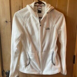 White North Face Zip Up Hoodie